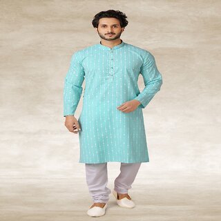 New Men Raivat Ethnic Sky Blue Colour Jacquard Silk Brocade Kurta Pajama 1146 2025 at ShopCircui