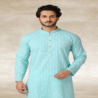 New Men Raivat Ethnic Sky Blue Colour Jacquard Silk Brocade Kurta Pajama 1146 2025 at ShopCircui