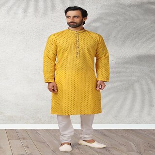 Elegant Men Raivat Ethnic Yellow Colour Cotton Kurta Pajama 1174 2025 at ShopCircuit | ONDC