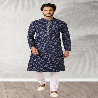 Top Men Raivat Ethnic Navy Blue Colour Cotton Kurta Pajama 1179 2025 at ShopCircuit | ONDC
