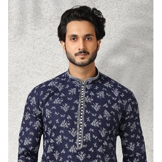 Top Men Raivat Ethnic Navy Blue Colour Cotton Kurta Pajama 1179 2025 at ShopCircuit | ONDC