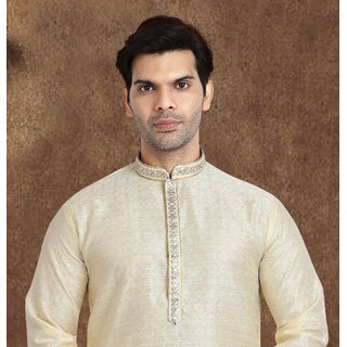 Sophisticated Men Raivat Ethnic Cream Colour Jacquard Silk Brocade Kurta Pajama 1224 2025 at Sho