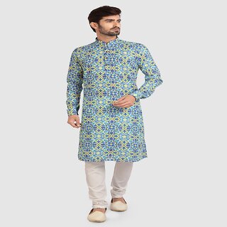 Sophisticated Men Raivat Ethnic Green Colour Cotton Printed Kurta Pajama 1248 2025 at ShopCircui