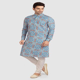 Top Men Raivat Ethnic Blue Colour Cotton Printed Kurta Pajama 1249 2025 at ShopCircuit | ONDC