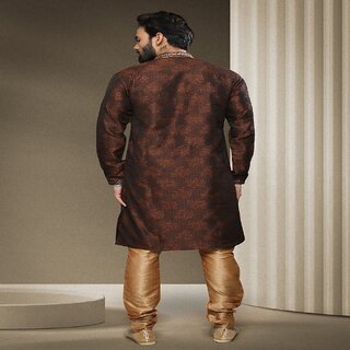 Stylish Men Raivat Ethnic Brown Colour Jacquard Silk Brocade Kurta Pajama 1537 2025 at ShopCircu