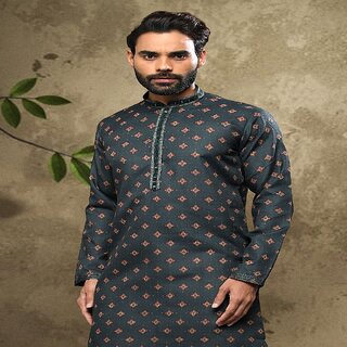 Top Men Raivat Ethnic Green Colour Cotton Digital Print Kurta Pajama 1555 2025 at ShopCircuit | 