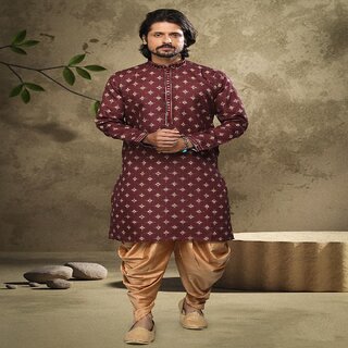 Elegant Men Raivat Ethnic Wine Colour Cotton Digital Print Kurta Pajama 1557 2025 at ShopCircuit
