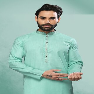 Exclusive Men Raivat Ethnic Sea Green Colour Cotton Pintux Work Kurta Pajama 1644 2025 at ShopCi