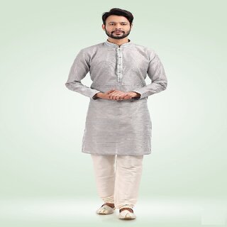Best Men Raivat Ethnic Grey Colour Jacquard Banarasi Silk Pintux Work Kurta Pajama 1808 2025 at 