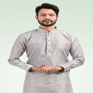 Best Men Raivat Ethnic Grey Colour Jacquard Banarasi Silk Pintux Work Kurta Pajama 1808 2025 at 