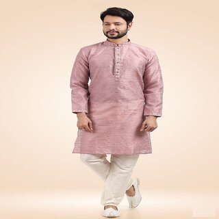 Modern Men Raivat Ethnic Onion Pink Colour Jacquard Banarasi Silk Pintux Work Kurta Pajama 1811 