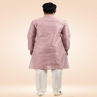 Modern Men Raivat Ethnic Onion Pink Colour Jacquard Banarasi Silk Pintux Work Kurta Pajama 1811 