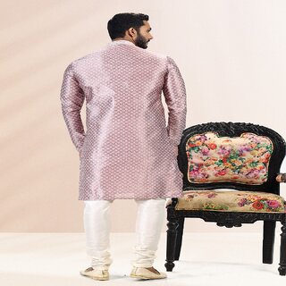 Stylish Men Raivat Ethnic Onion Pink Colour Jacquard Banarasi Silk Pintux Work Kurta Pajama 2041