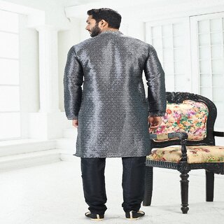 Exclusive Men Raivat Ethnic Grey Colour Banarasi Silk Digital Print Kurta Pajama 2070 2025 at Sh
