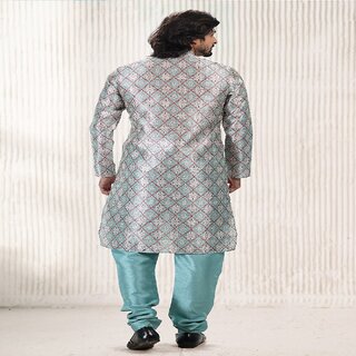 Modern Men Raivat Ethnic Firozi Blue Colour Jacquard Banarasi Silk Kurta Pajama 2084 2025 at Sho
