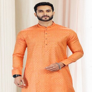 Chic Men Raivat Ethnic Orange Colour Silk Kurta Pajama 2170 2025 at ShopCircuit | ONDC