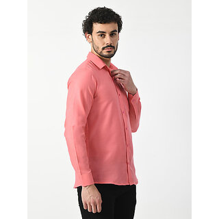 Sophisticated Men Alokk Men Regular Fit Self Design Curved Collar Casual Shirt (Pink) 2025 at Sh