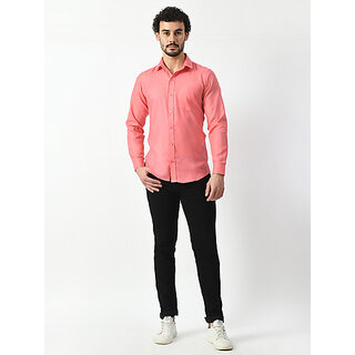 Sophisticated Men Alokk Men Regular Fit Self Design Curved Collar Casual Shirt (Pink) 2025 at Sh