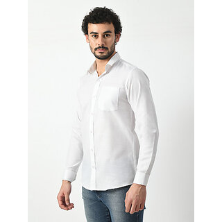 Latest Men Alokk Men Regular Fit Solid Curved Collar Casual Shirt (White) 2025 at ShopCircuit | 
