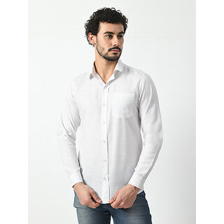 Latest Men Alokk Men Regular Fit Solid Curved Collar Casual Shirt (White) 2025 at ShopCircuit | 