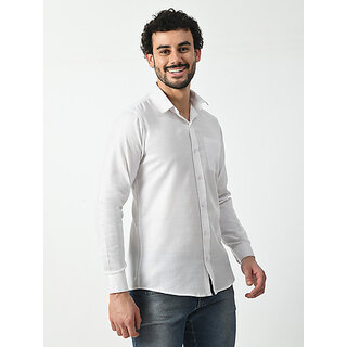 Latest Men Alokk Men Regular Fit Solid Curved Collar Casual Shirt (White) 2025 at ShopCircuit | 