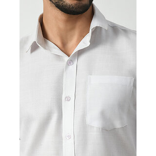 Latest Men Alokk Men Regular Fit Solid Curved Collar Casual Shirt (White) 2025 at ShopCircuit | 
