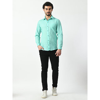Elegant Men Alokk Men Regular Fit Solid Curved Collar Casual Shirt (Light Blue) 2025 at ShopCirc