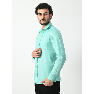 Elegant Men Alokk Men Regular Fit Solid Curved Collar Casual Shirt (Light Blue) 2025 at ShopCirc