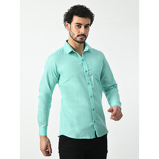 Elegant Men Alokk Men Regular Fit Solid Curved Collar Casual Shirt (Light Blue) 2025 at ShopCirc
