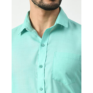 Elegant Men Alokk Men Regular Fit Solid Curved Collar Casual Shirt (Light Blue) 2025 at ShopCirc