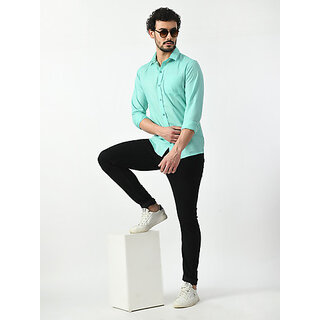Elegant Men Alokk Men Regular Fit Solid Curved Collar Casual Shirt (Light Blue) 2025 at ShopCirc