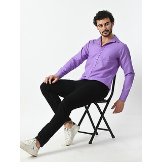 Chic Men Alokk Men Regular Fit Solid Curved Collar Casual Shirt (Purple) 2025 at ShopCircuit | O