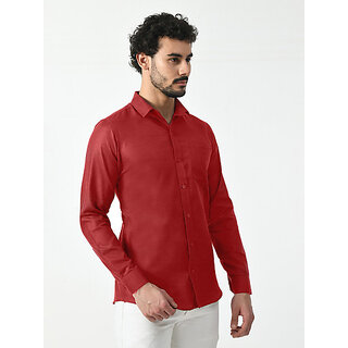 Stylish Men Alokk Men Regular Fit Solid Curved Collar Casual Shirt (Maroon) 2025 at ShopCircuit 