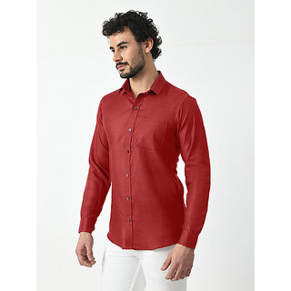 Stylish Men Alokk Men Regular Fit Solid Curved Collar Casual Shirt (Maroon) 2025 at ShopCircuit 