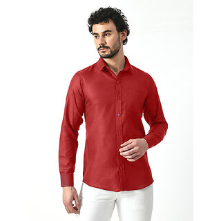 Stylish Men Alokk Men Regular Fit Solid Curved Collar Casual Shirt (Maroon) 2025 at ShopCircuit 