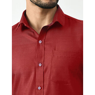 Stylish Men Alokk Men Regular Fit Solid Curved Collar Casual Shirt (Maroon) 2025 at ShopCircuit 