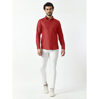 Stylish Men Alokk Men Regular Fit Solid Curved Collar Casual Shirt (Maroon) 2025 at ShopCircuit 