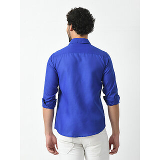 Luxurious Men Alokk Men Regular Fit Solid Curved Collar Casual Shirt (Dark Blue) 2025 at ShopCir
