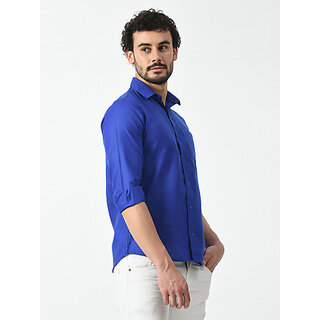Luxurious Men Alokk Men Regular Fit Solid Curved Collar Casual Shirt (Dark Blue) 2025 at ShopCir