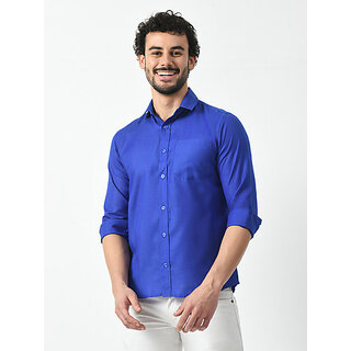 Luxurious Men Alokk Men Regular Fit Solid Curved Collar Casual Shirt (Dark Blue) 2025 at ShopCir