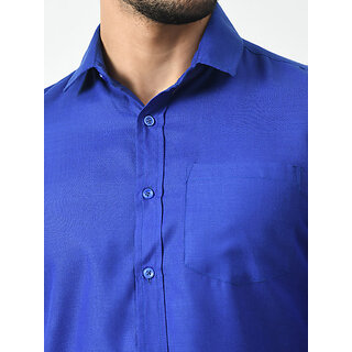 Luxurious Men Alokk Men Regular Fit Solid Curved Collar Casual Shirt (Dark Blue) 2025 at ShopCir