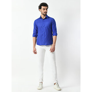 Luxurious Men Alokk Men Regular Fit Solid Curved Collar Casual Shirt (Dark Blue) 2025 at ShopCir