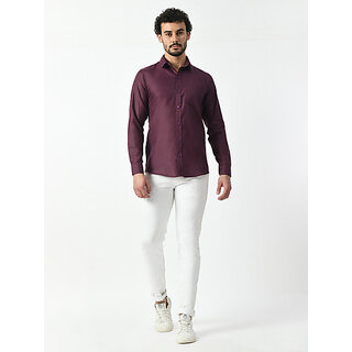 Sophisticated Men Alokk Men Regular Fit Solid Button Down Collar Casual Shirt (Purple) 2025 at S