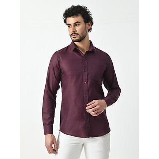 Sophisticated Men Alokk Men Regular Fit Solid Button Down Collar Casual Shirt (Purple) 2025 at S