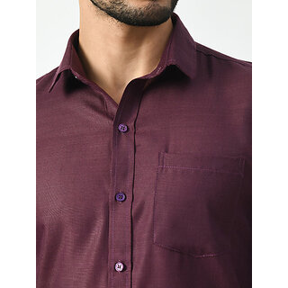 Sophisticated Men Alokk Men Regular Fit Solid Button Down Collar Casual Shirt (Purple) 2025 at S