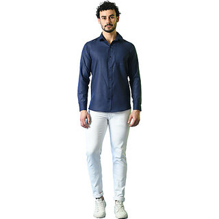 Best Men Alokk Men Regular Fit Solid Button Down Collar Casual Shirt (Blue) 2025 at ShopCircuit 