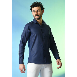 Best Men Alokk Men Regular Fit Solid Button Down Collar Casual Shirt (Blue) 2025 at ShopCircuit 