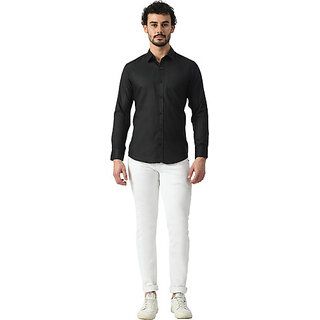 Premium Men Alokk Men Regular Fit Solid Button Down Collar Casual Shirt (Black) 2025 at ShopCirc