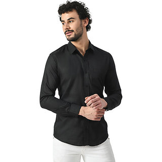 Premium Men Alokk Men Regular Fit Solid Button Down Collar Casual Shirt (Black) 2025 at ShopCirc