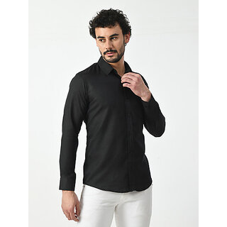 Premium Men Alokk Men Regular Fit Solid Button Down Collar Casual Shirt (Black) 2025 at ShopCirc